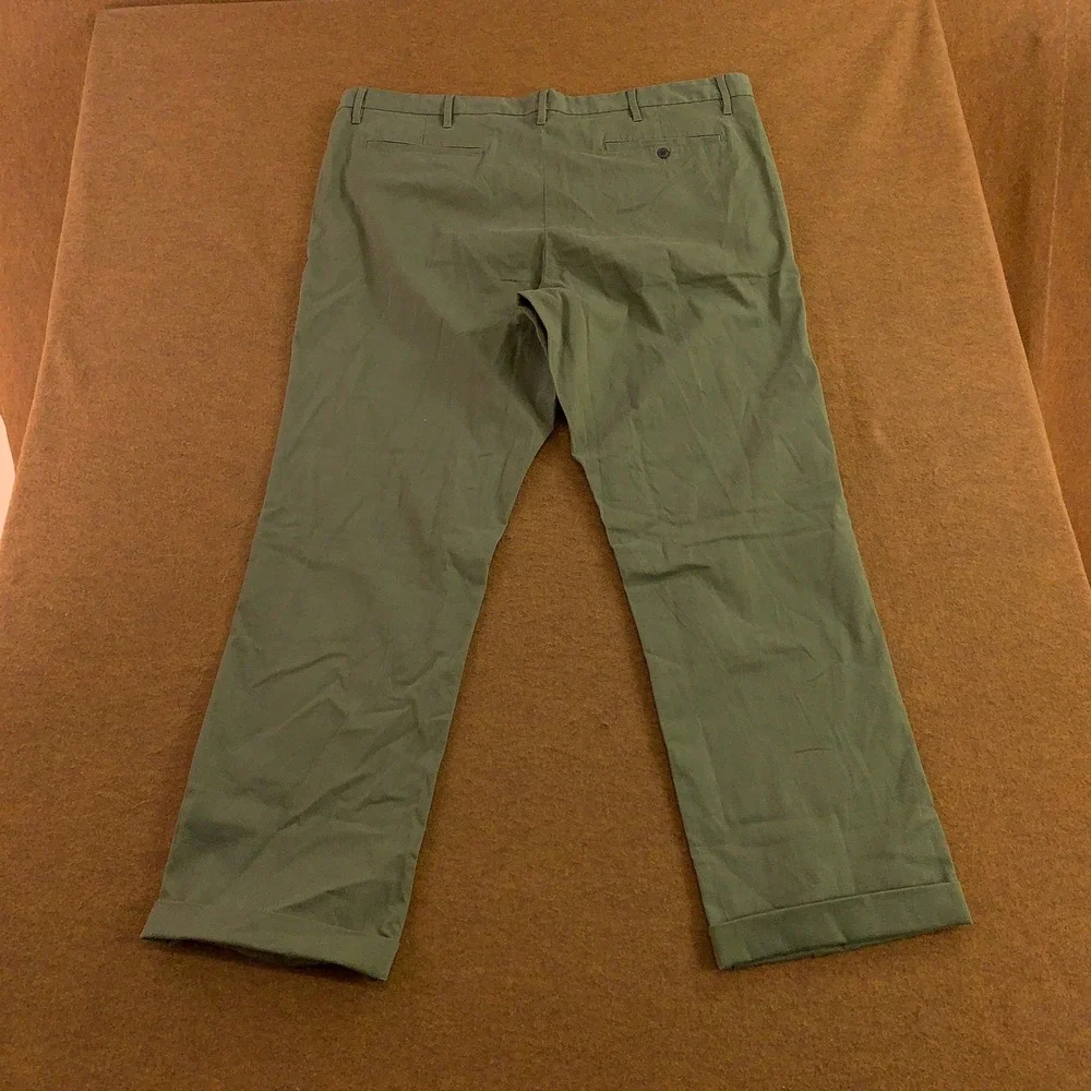 Lands End Mens 46 Green Traditional Fit Stretch Cuffed Chino Pants New